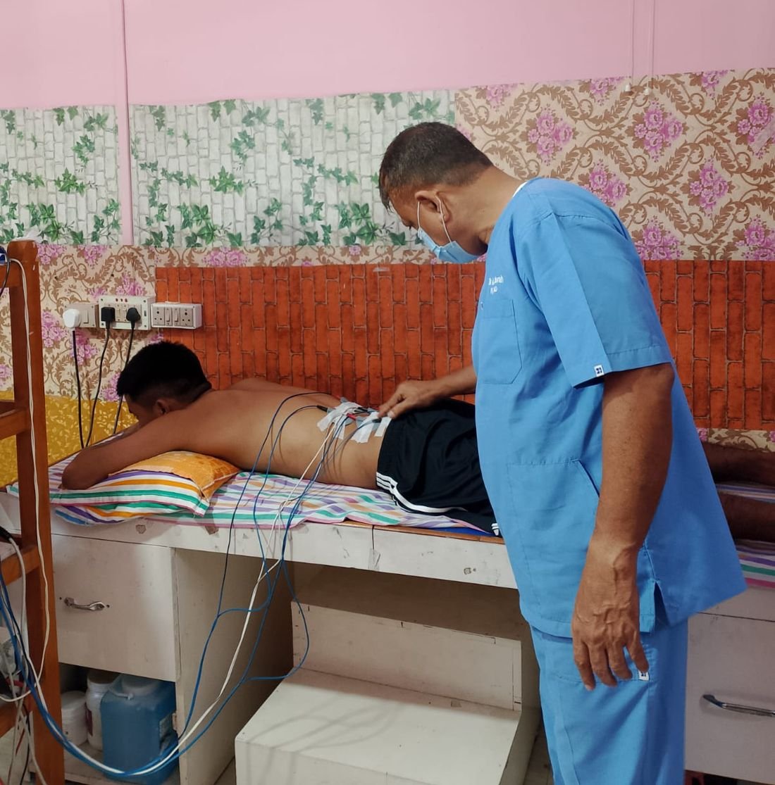 Electrotherapy session in progress